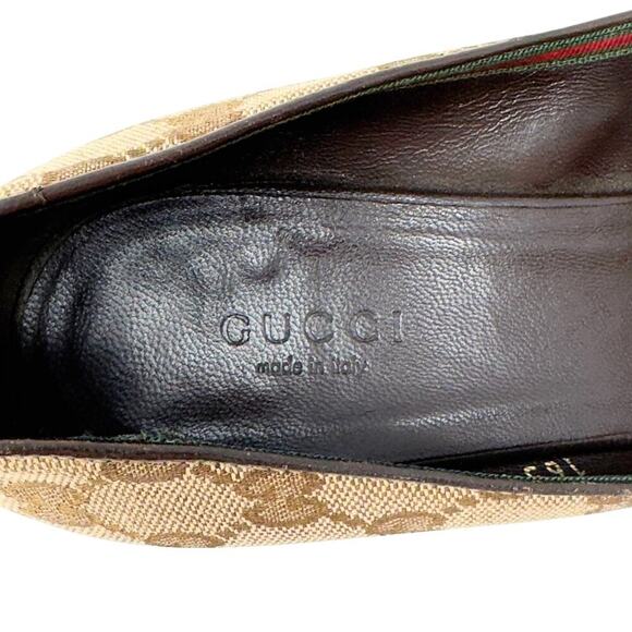 Gucci Heels GG Guccissima Supreme Canvas Red Green Web Ophidia Bow Peep Toe 36.5 - Picture 6 of 9